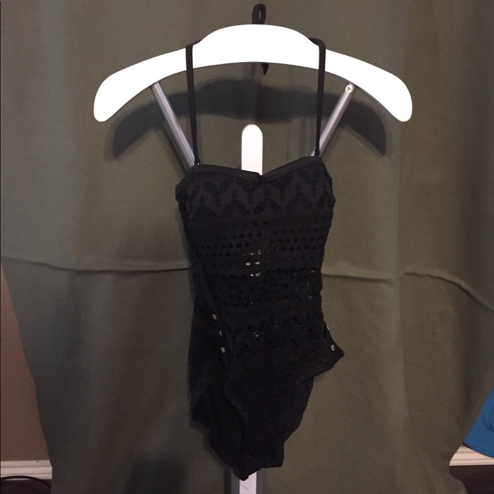 Black One Piece Knitted Swimsuit (size Med)